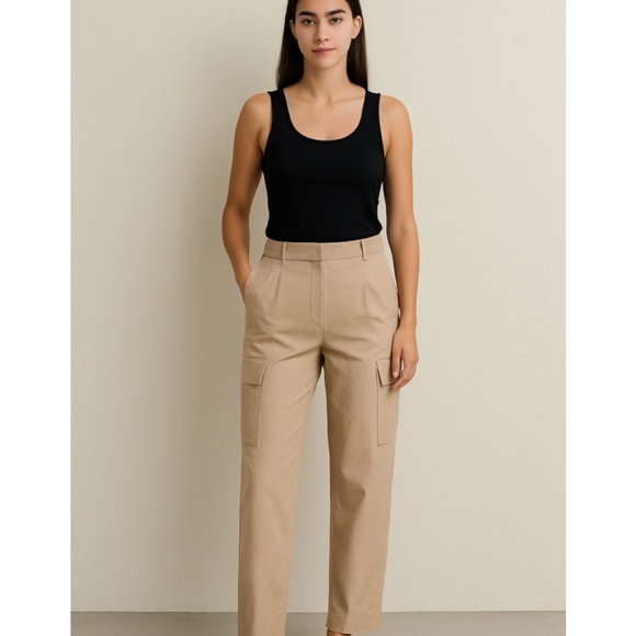 Vince Linen Blend Oat Beige Cargo Trouser Pants NWT Size 4 - Picture 3 of 12